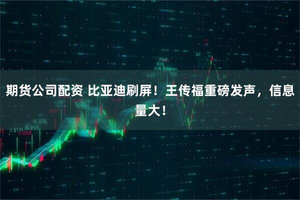 期货公司配资 比亚迪刷屏！王传福重磅发声，信息量大！
